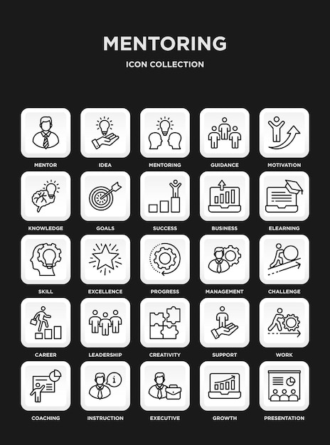 Colección de íconos de tutoría