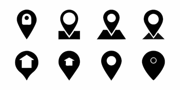 Colección de iconos de ubicación en fondo blanco