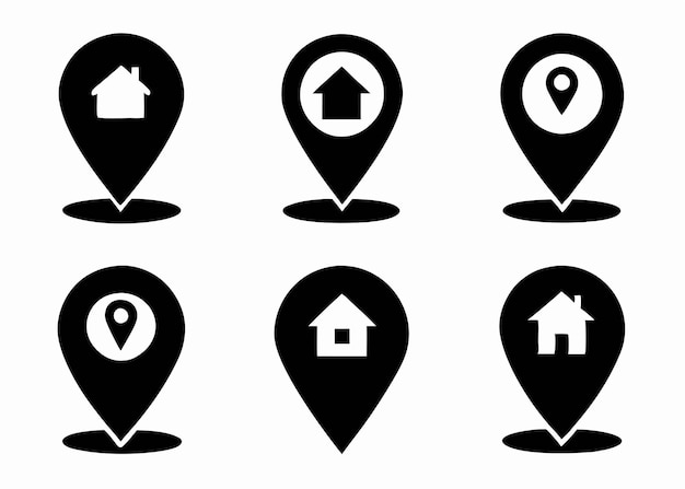 Colección de iconos de ubicación en fondo blanco
