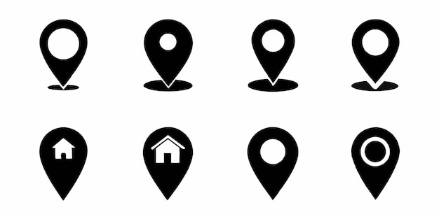 Colección de iconos de ubicación en fondo blanco