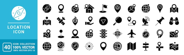Colección de iconos de ubicación Mapa de navegación GPS Dirección de casa plantilla de diseño vectorial EPS 10