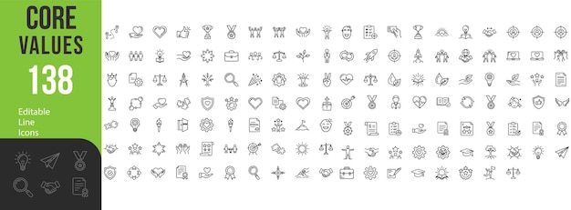 Colección de iconos de valores básicos