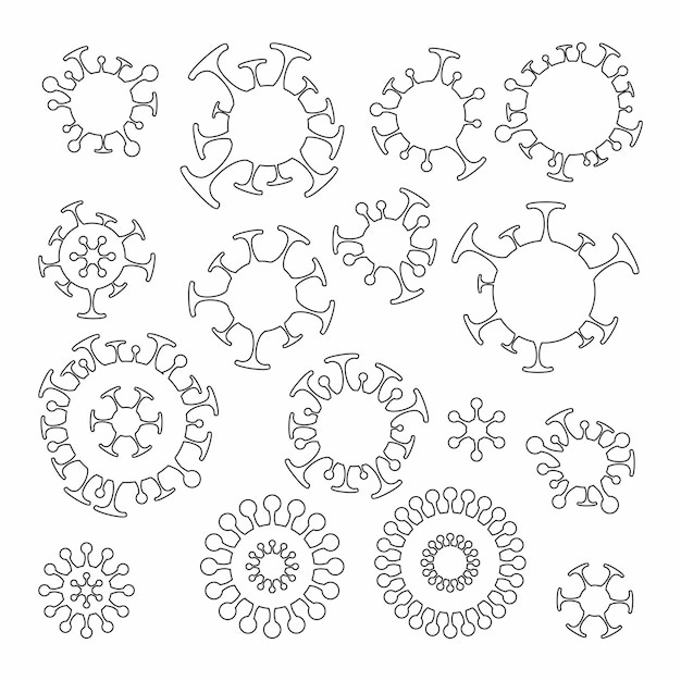 Colección de iconos de varios círculos de microorganismos médicos