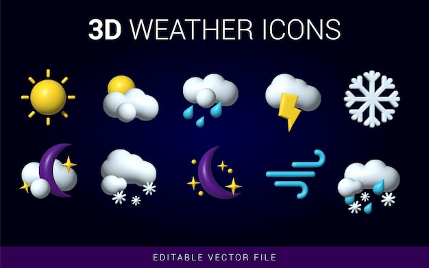 Colección de iconos de vector 3D del tiempo