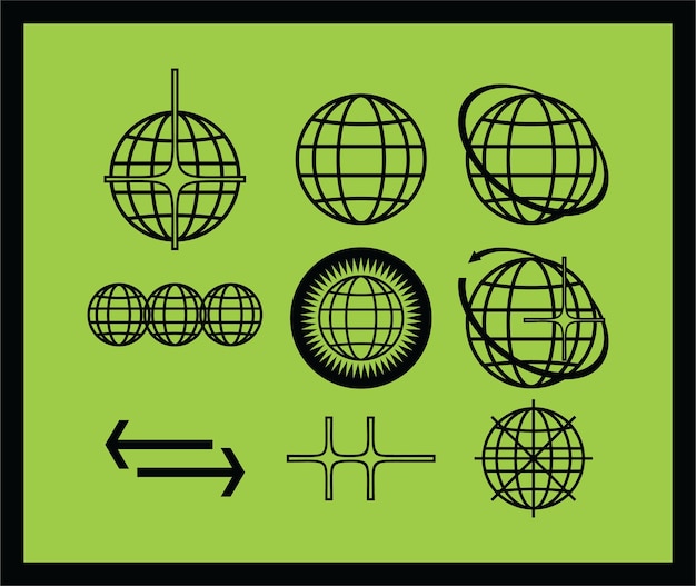 Colección de iconos del vector de brutalismo de y2k
