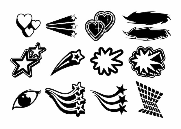 Colección de iconos del vector de brutalismo de y2k