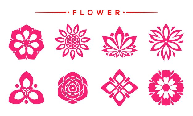 Colección de iconos de vector de flor rosa