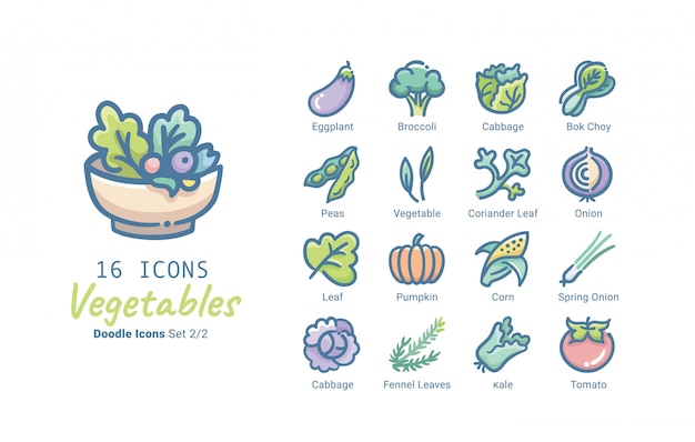 Colección de iconos de vector de verduras