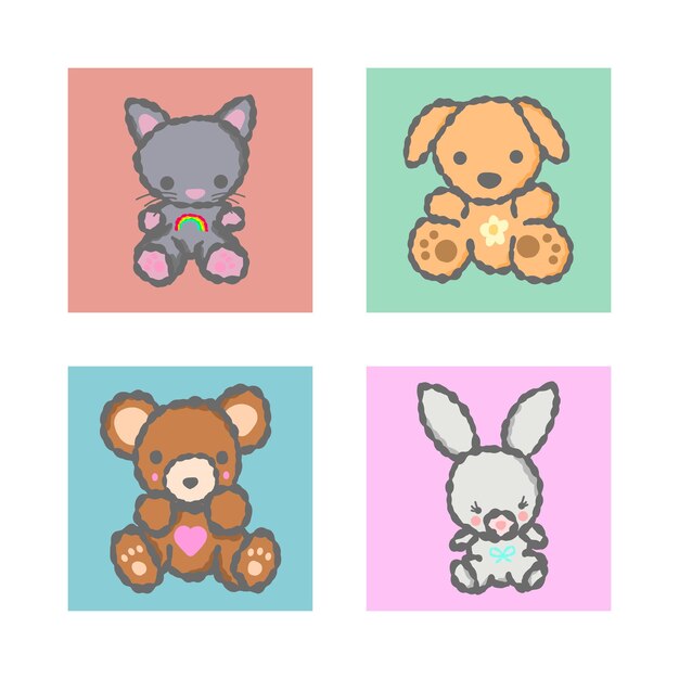 Vector colección de iconos de vectores de dibujos animados lindo oso de peluche