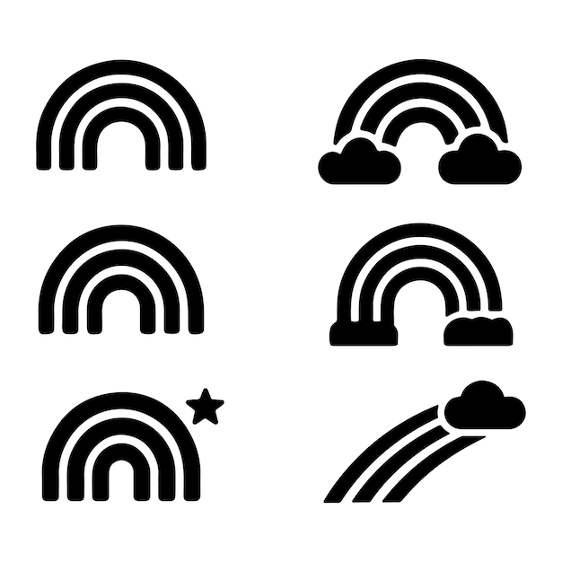 Colección de iconos vectoriales de arco iris para temas de diseño del clima y la naturaleza