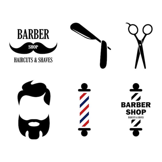 Colección de iconos vectoriales para barbería barber signos aislados en blanco