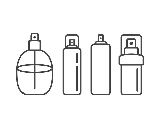 Colección de iconos vectoriales cosméticos de belleza y cuidado frasco de botella gel de ducha crema facial pasta de loción para el cuerpo