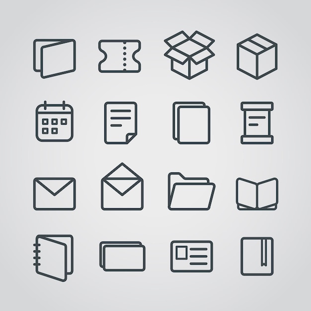 Colección de iconos vectoriales de diferentes materiales de papel