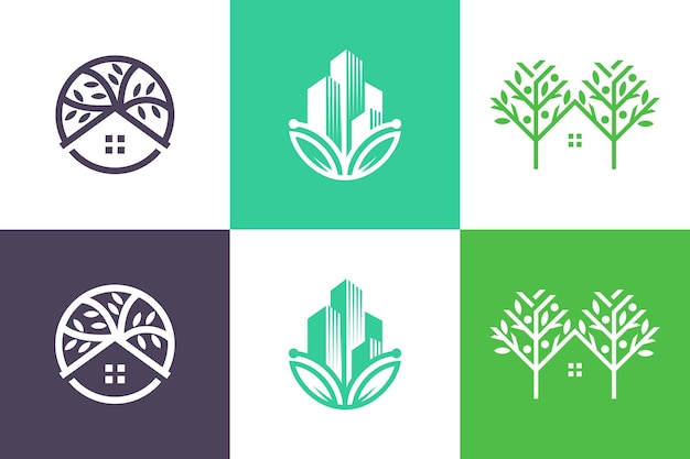 Colección de iconos vectoriales de elementos de diseño de casas de naturaleza con idea creativa