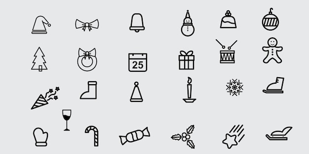 Colección de iconos vectoriales de Navidad perfectos para un tema de Navidad