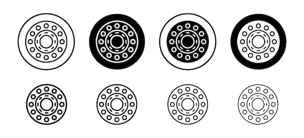 Colección de iconos vectoriales de rodamientos de automóviles Icono plano del contorno del rodamiento de automóviles