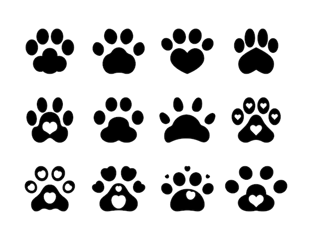 Colección de iconos vectoriales de siluetas de patas muy bonitas