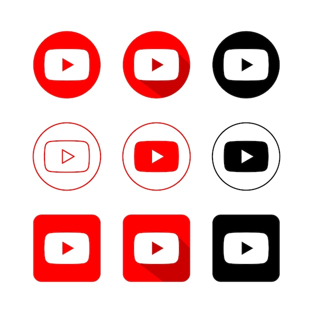 Colección de iconos vectoriales de youtube