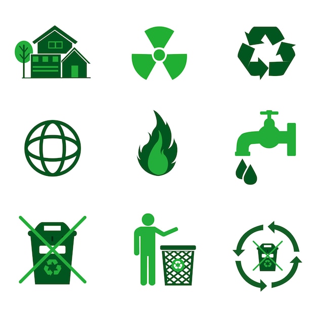 Colección de iconos verdes de medio ambiente