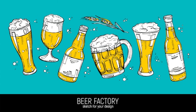 Vector colección de ilustración de cerveza