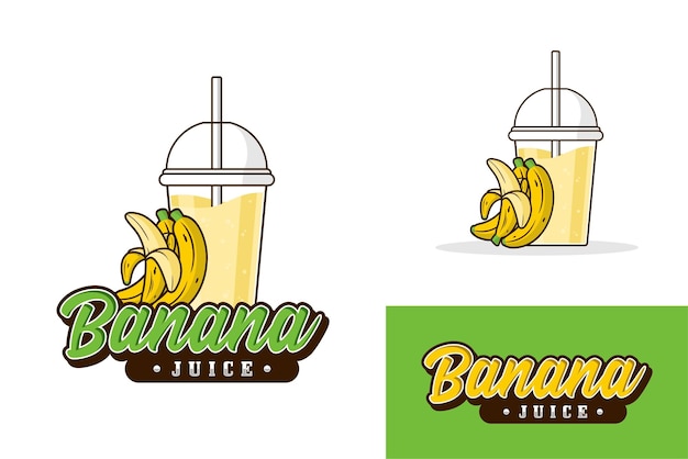 Colección de ilustración de diseño de logotipo de bebida de jugo de plátano