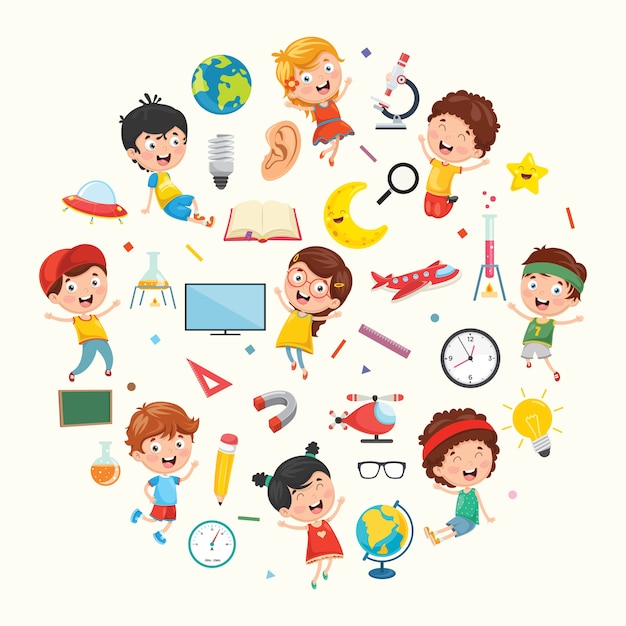 Colección de ilustración de equipos para niños y ciencias