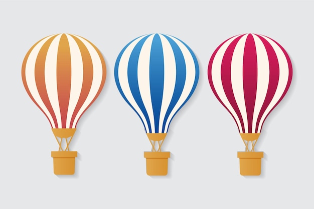 Colección de ilustración de icono de vector de globo de aire caliente Conjunto de vuelo en globo de aire caliente sobre vector
