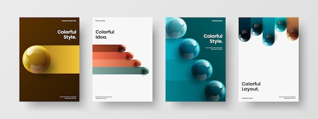 Colección de ilustración de informe anual de bolas 3D coloridas