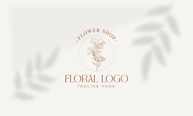 Colección de ilustración de logotipo botánico floral dibujado a mano vectorial para belleza orgánica natural