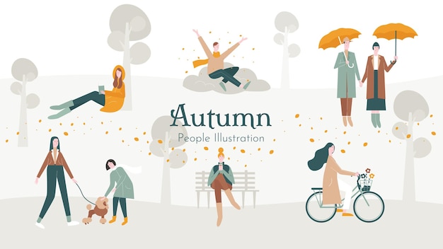 Colección de ilustración de personas de otoño