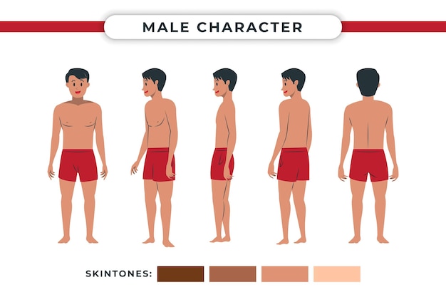 Colección de ilustración de poses de personaje masculino