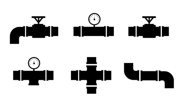 Colección de ilustración de vector de conjunto de tubería negra simple