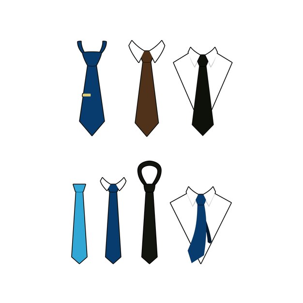 Colección de ilustración vectorial de corbata de oficina con cuello para elemento de decoración gráfica