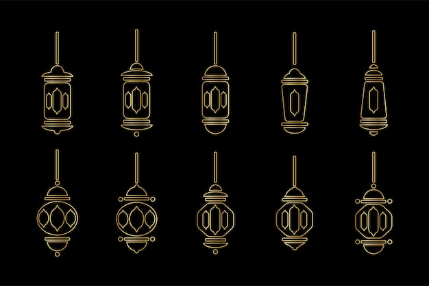 Colección de ilustración vectorial de linterna islámica