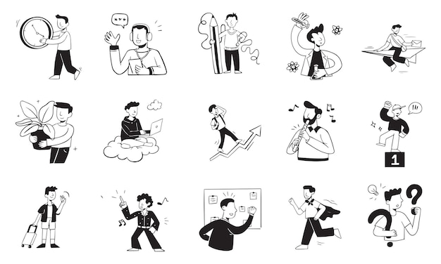 colección de ilustraciones de actividades de ocio para hombres