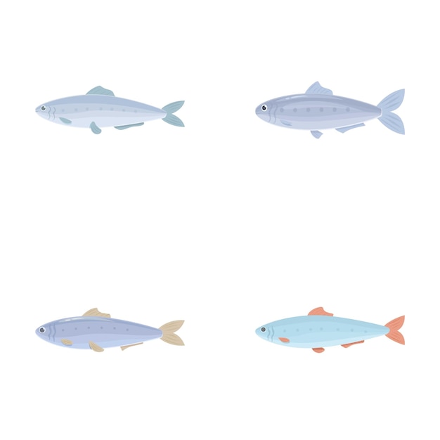 Colección de ilustraciones aisladas de peces de dibujos animados