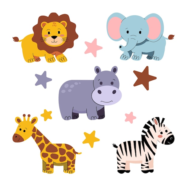 Colección de ilustraciones de animales lindos