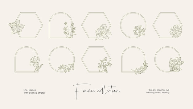 Colección de ilustraciones de arte lineal de marcos vectoriales decorativos para marca o logotipo