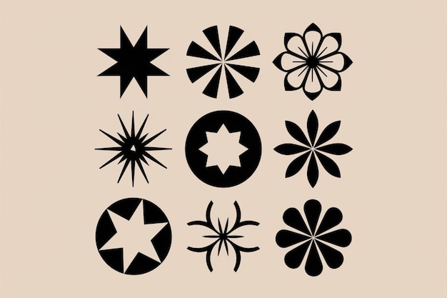 una colección de ilustraciones en blanco y negro con las palabras "estrella" en ellas