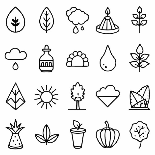 una colección de ilustraciones en blanco y negro con las palabras "sol" sobre ellas