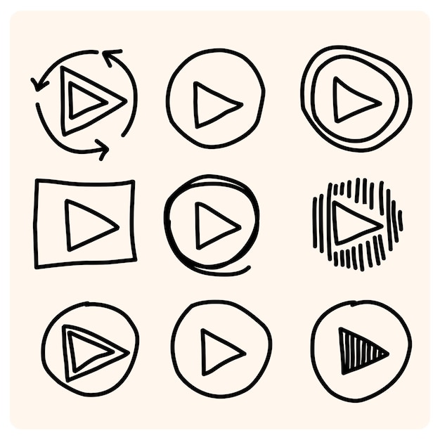 Colección de ilustraciones de botones de juego de Doodle