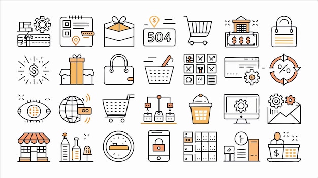 una colección de ilustraciones para la categoría de sitio web