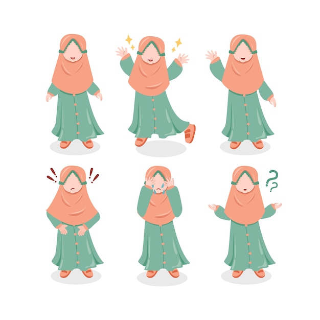 Una colección de ilustraciones de chicas musulmanas