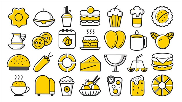 una colección de ilustraciones de diferentes pasteles y pasteles