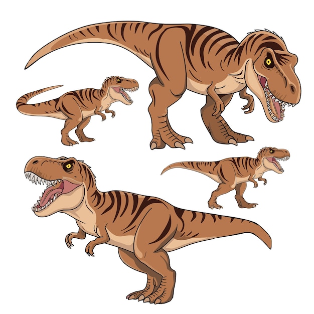 Colección de ilustraciones dinámicas de TRex Poses