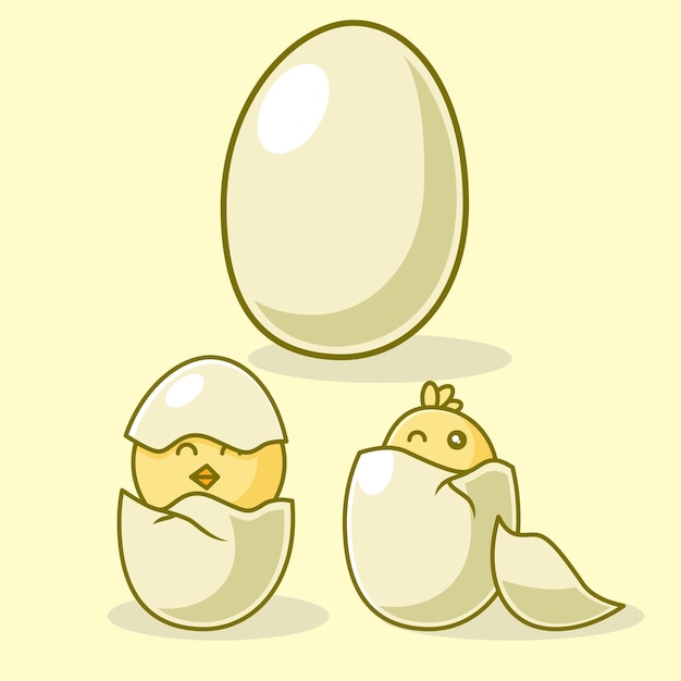 Vector colección de ilustraciones de diseño simple de huevos y pollitos