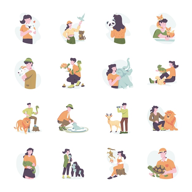Colección de ilustraciones de estilo plano para el Día Mundial de los Animales