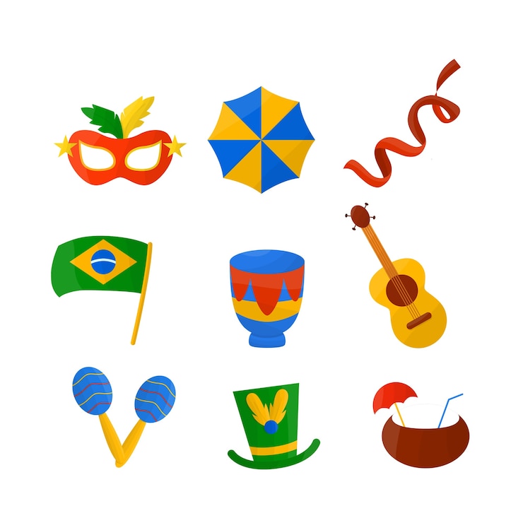 Vector colección de ilustraciones del festival brasileño de carnaval