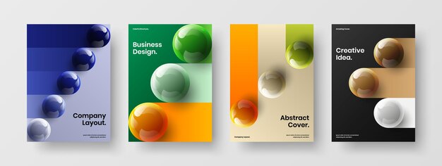 Colección de ilustraciones de folletos de bolas 3D frescas