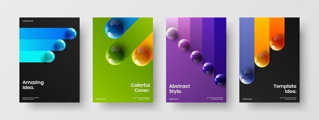 Colección de ilustraciones de folletos de esferas 3D abstractas